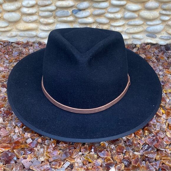 NWT New Will + Bear Calloway Black Wide Brim 100% Wool Hat/Fedora SM Western - Picture 7 of 16